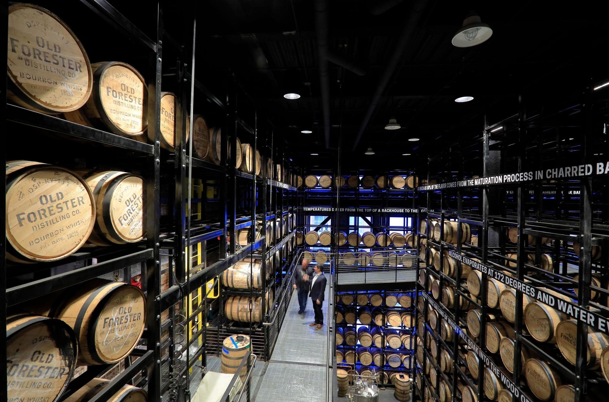 2B3RCKC Rack house Bourbon whiskey warehouse of Old Forester Distilling Co in Whiskey Row.Louisville.Kentucky.USA