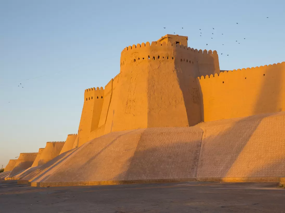 The watchtower of the Khuna Ark, the fortress and residence of the rulers of Khiva, in Uzbekistan. The Ark was built in the 12th Century.; Shutterstock ID 522302650;