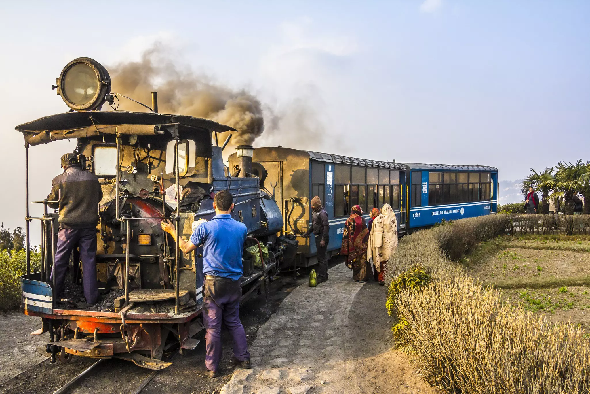 A train on the Darjeeling Himalayan Railway near Darjeeling.