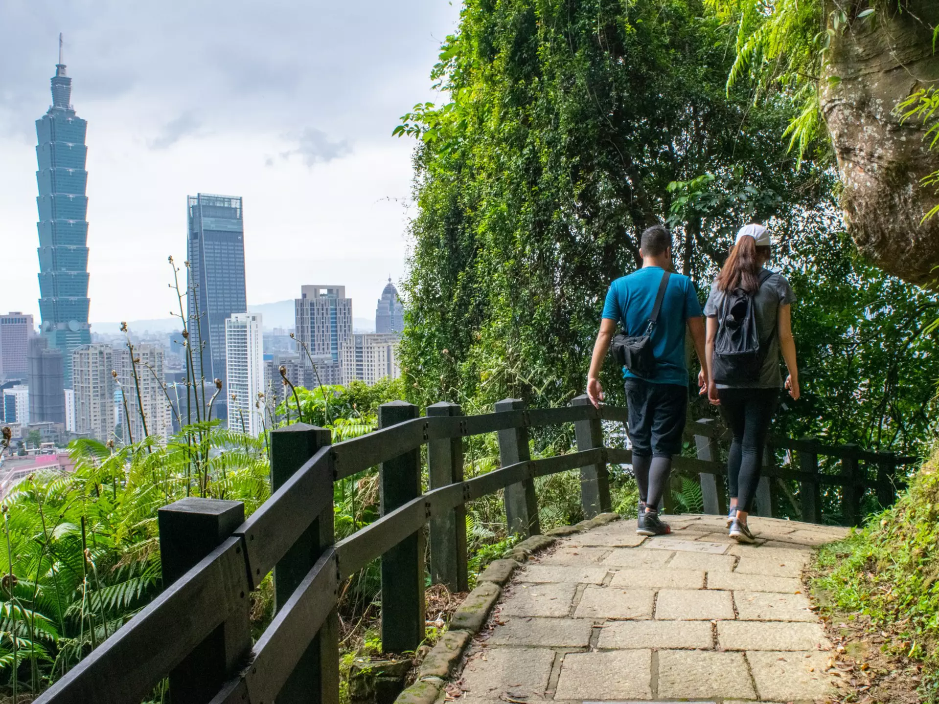 Couple Hiking on Forest Path and Taipei Skyline in Background - Taipei, Taiwan
1356380128
urban life, hillside, highrise