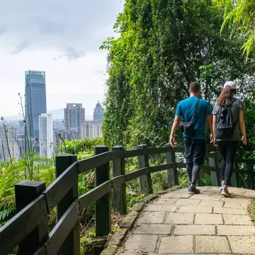 Couple Hiking on Forest Path and Taipei Skyline in Background - Taipei, Taiwan
1356380128
urban life, hillside, highrise