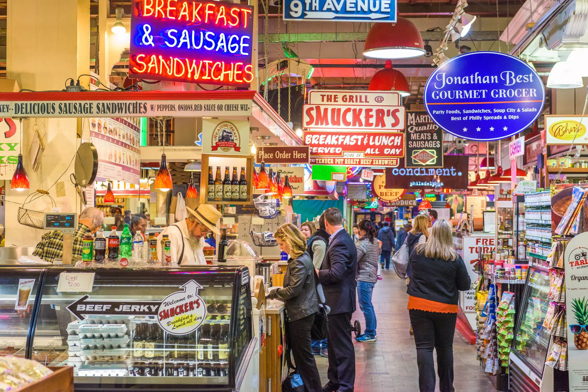 NOVEMBER 18, 2016: customers shopping at the Reading Terminal Market.