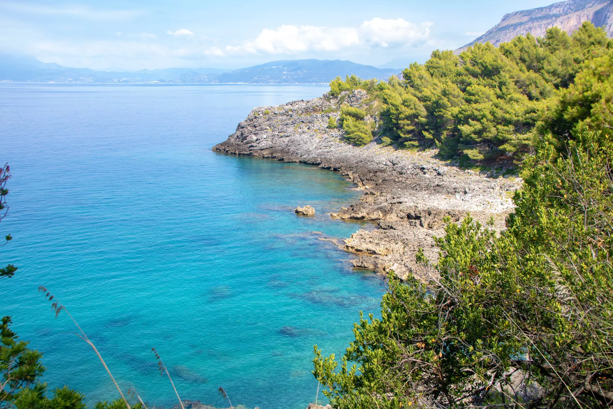 Scenic landscape of Maratea coast and beach, Basilicata region, Italy.