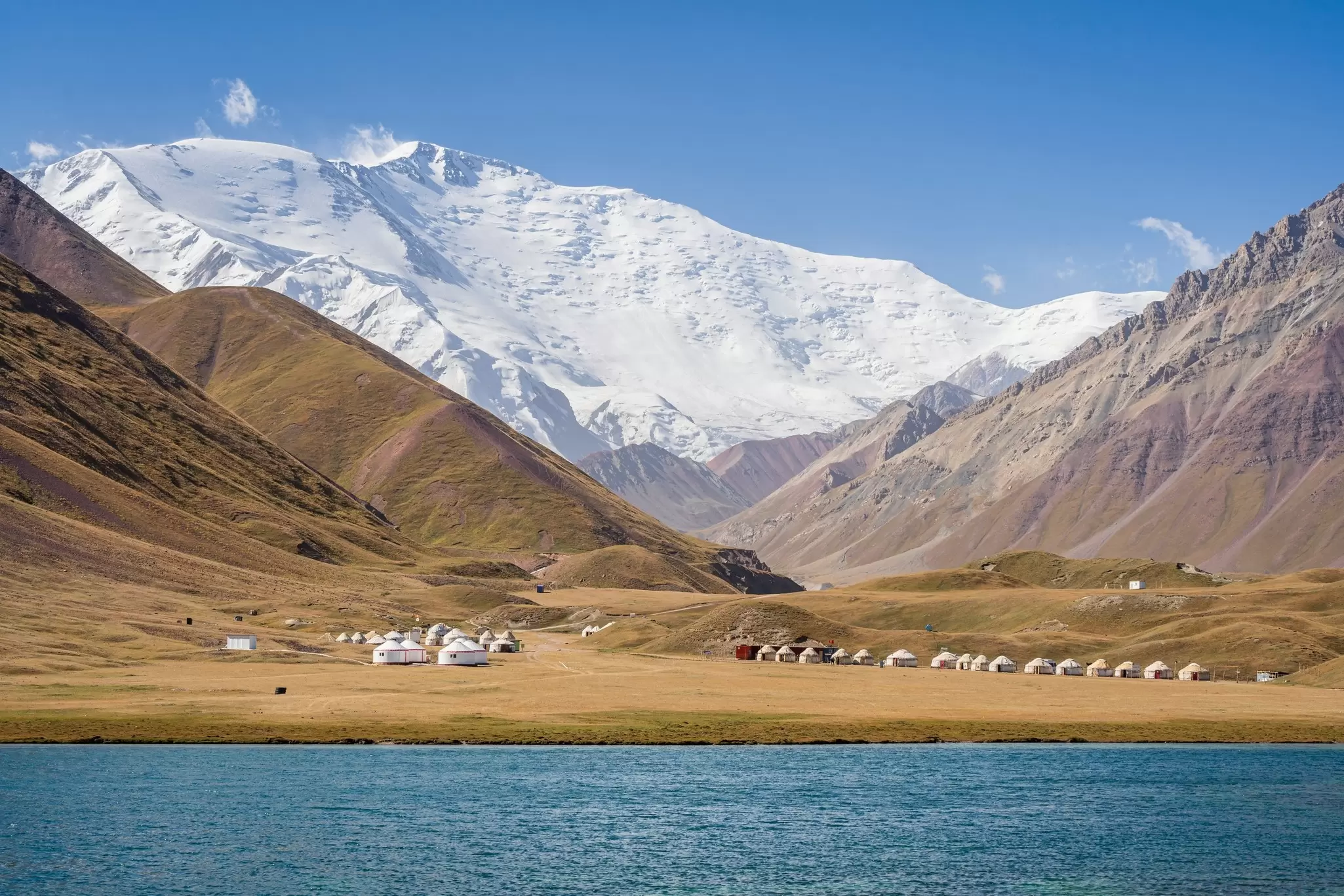 Tulpar Köl lake and Sary Mogul yurt camp in Kyrgyzstan. Cyrille Redor/Shutterstock