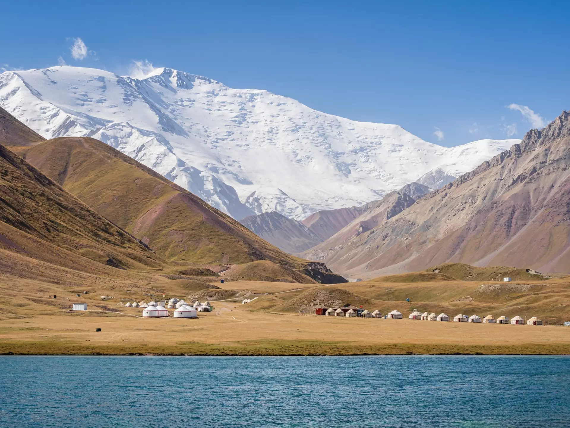 Tulpar Köl lake and Sary Mogul yurt camp in Kyrgyzstan. Cyrille Redor/Shutterstock