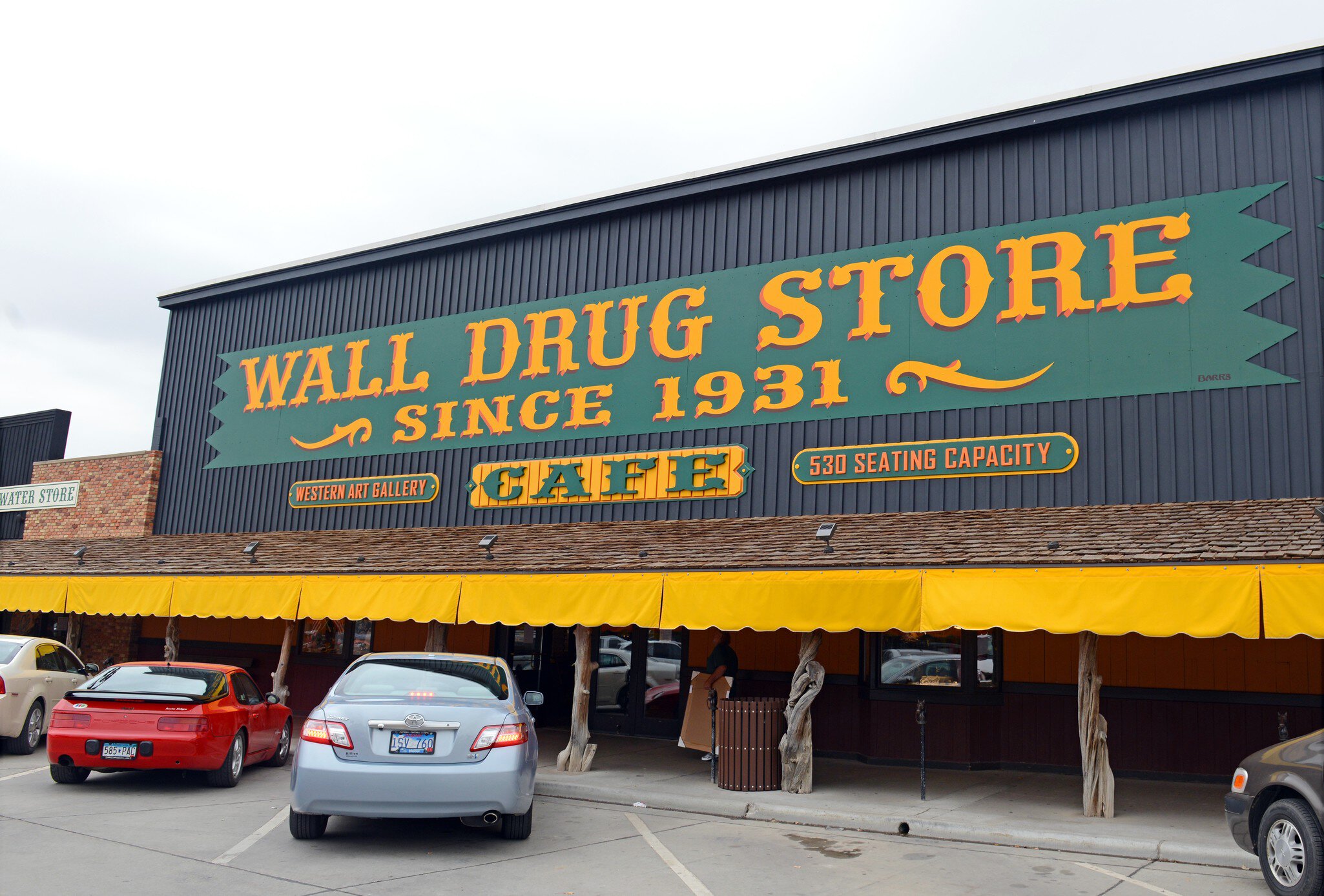 Wall, South Dakota, USA - October 1, 2015: From its humble beginning as a small drug store, Wall Drug has grown into an international tourist attraction for an otherwise small town in rural South Dakota.