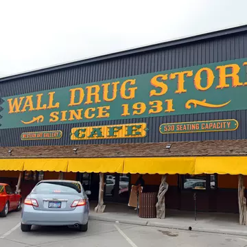 Wall, South Dakota, USA - October 1, 2015: From its humble beginning as a small drug store, Wall Drug has grown into an international tourist attraction for an otherwise small town in rural South Dakota.