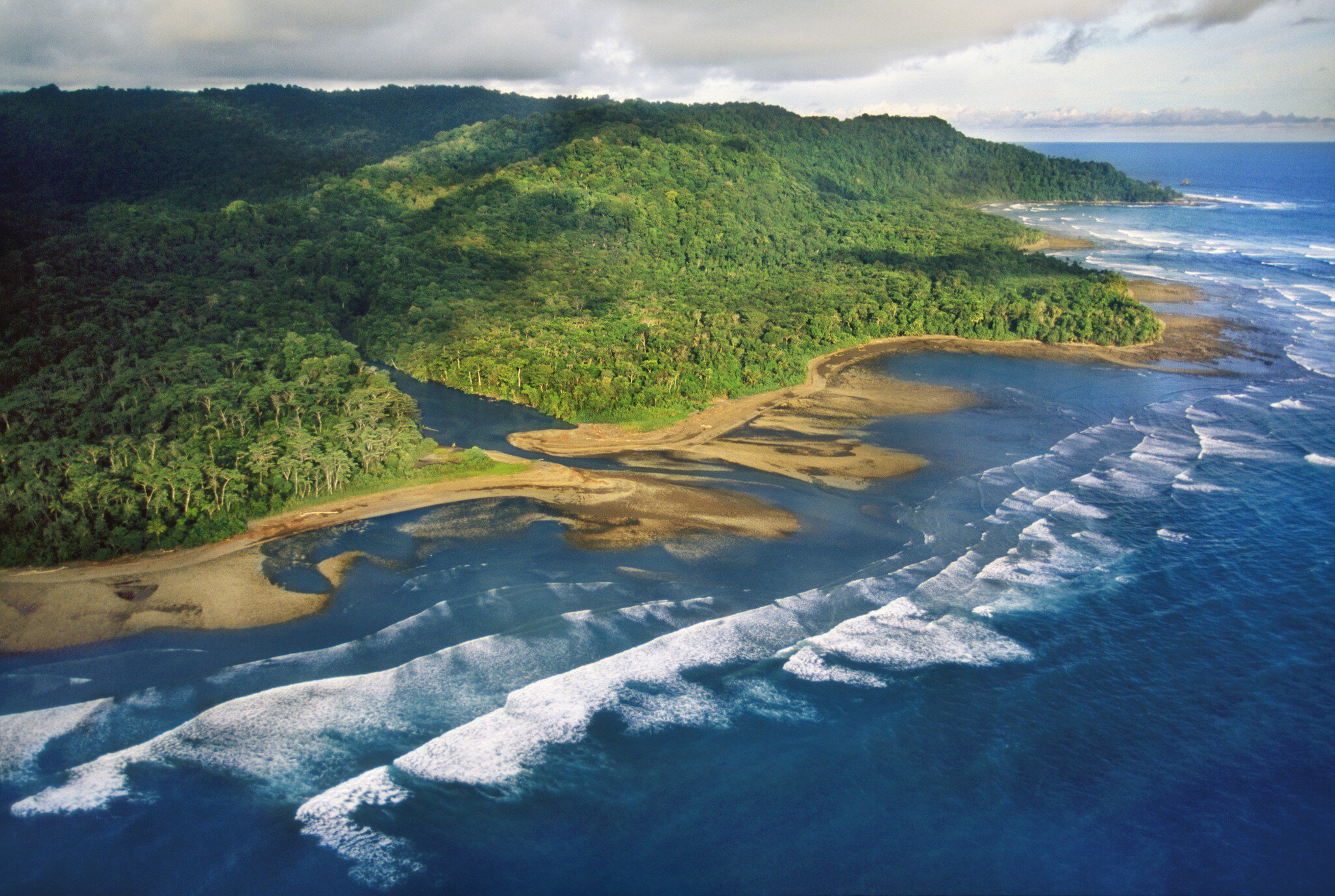 Rain forest coastline, aerial view, Osa Peninsula, Corcovado National Park, Costa Rica