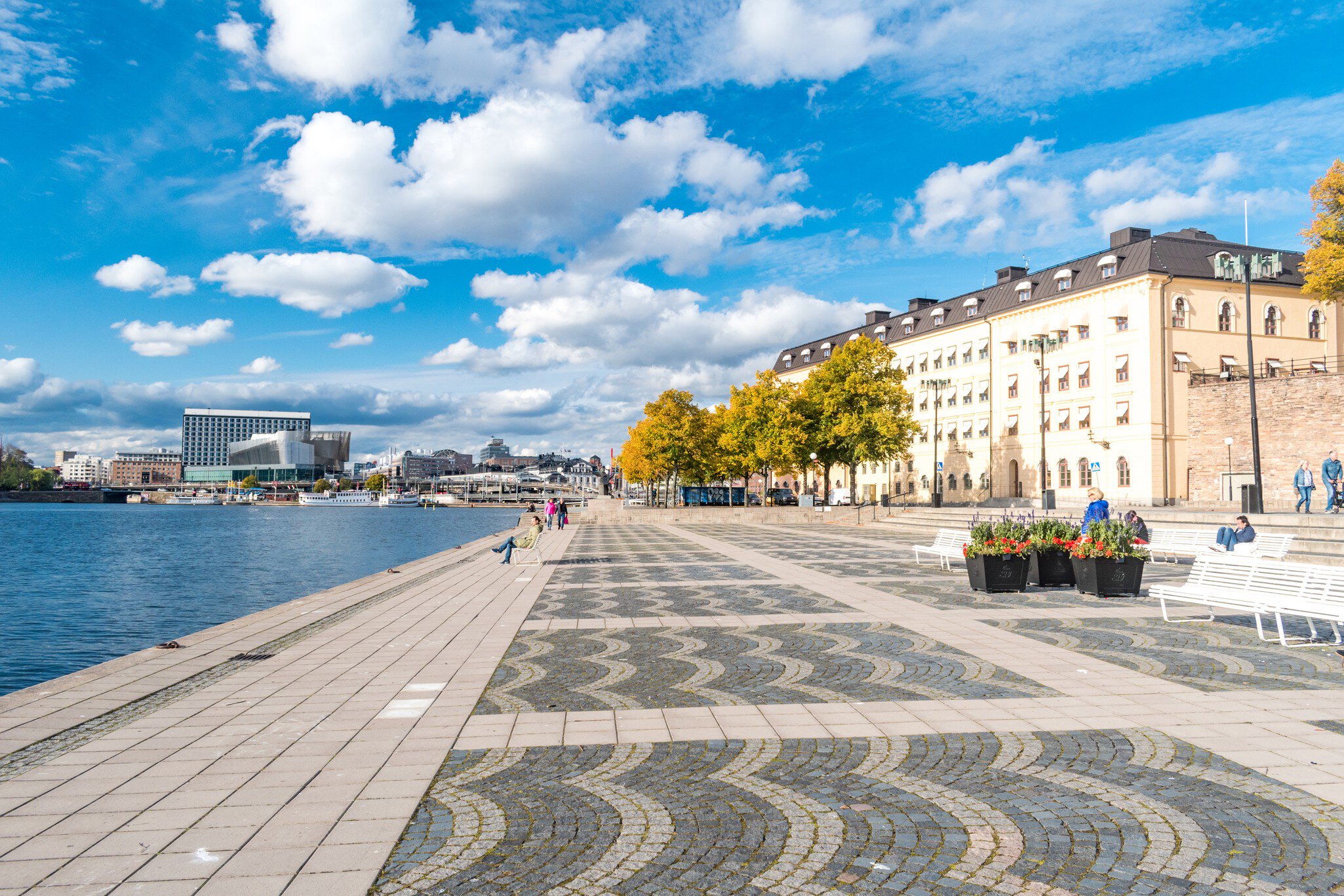 Stockholm, Sweden - September 24, 2019: Beautiful view of Evert Taubes Terrass.