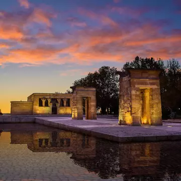 Temple of Debod at nightfall. Madrid, Spain.