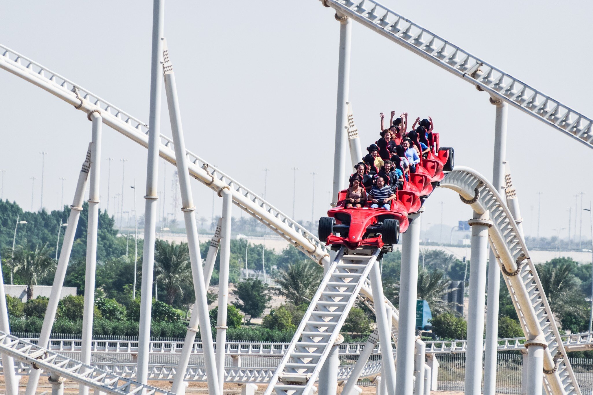 ABU DHABI, UAE - November 7,2015: Formula Rossa, the fastest roller coaster in the world in Ferrari World amusement park at Yas Island - Abu Dhabi UAE.  License Type: media  Download Time: 2024-02-14T20:05:11.000Z  User: bhealy950  Is Editorial: Yes  purchase_order:   
