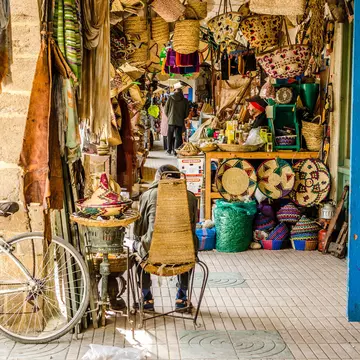 Find handwoven bags and baskets for sale along Essaouira's streets. Federica Gentile / Getty Images