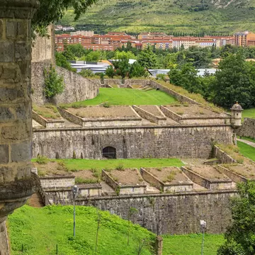 The citadel, medieval fortifications in old town Pamplona, Navarra, Spain famous for the running of the bulls