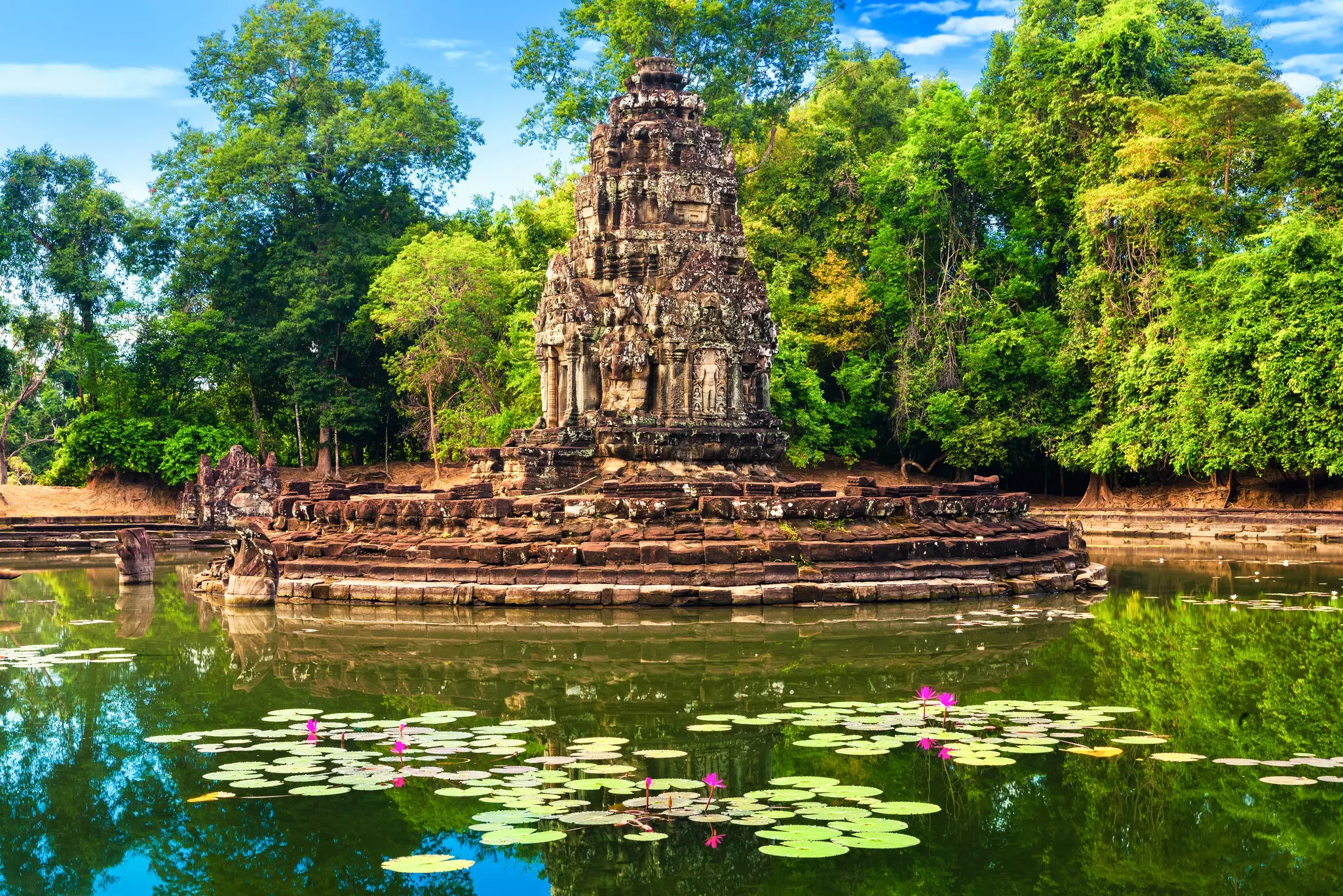 Preah Neak Pean, Siem Reap, Cambodia - a Buddhist temple (old hospital) from the late 12th century. Angkor Wat - UNESCO World Heritage site near Siem Reap, Cambodia.