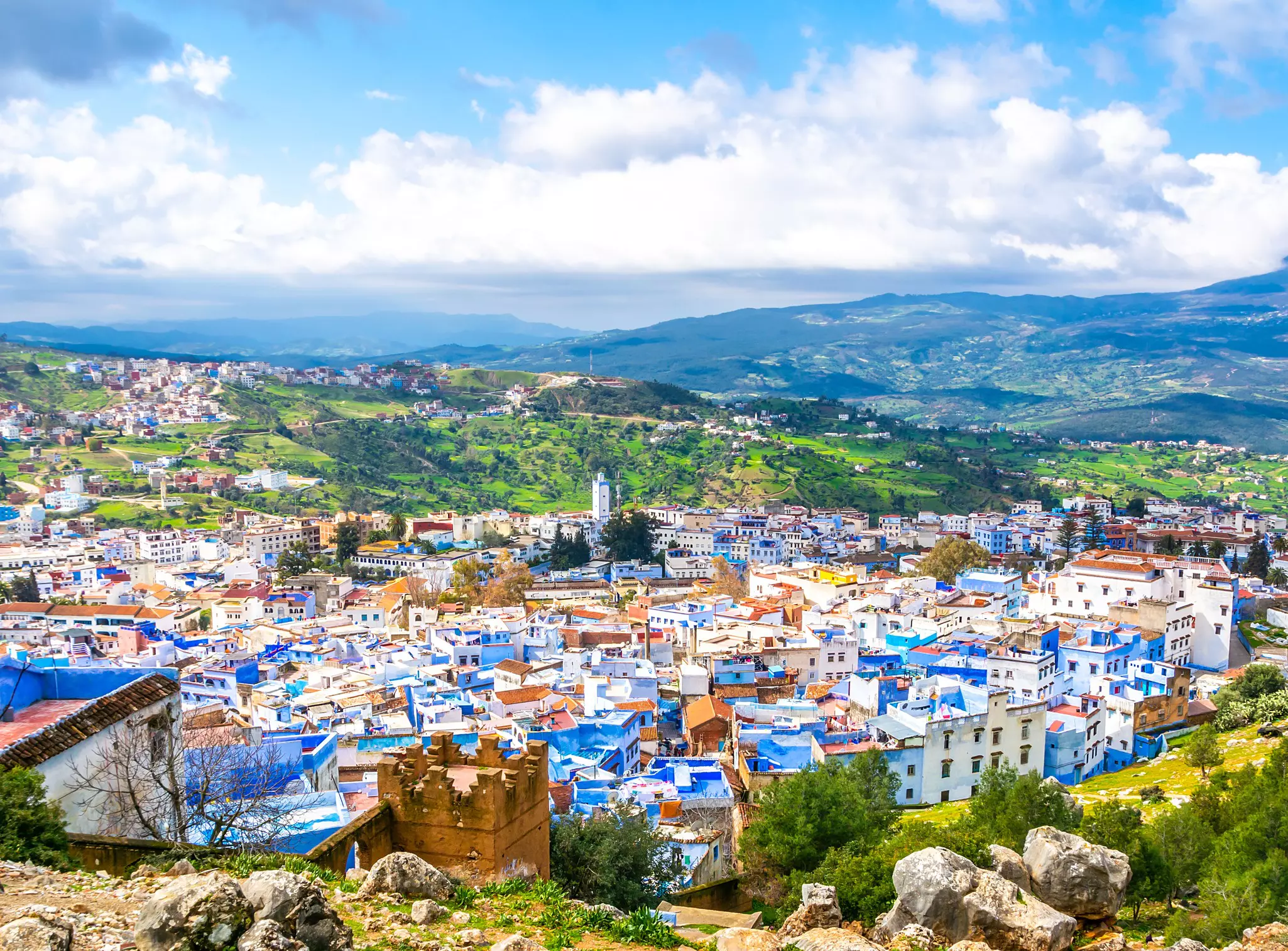 Amazing view of the streets in the blue city of Chefchaouen in Morocco