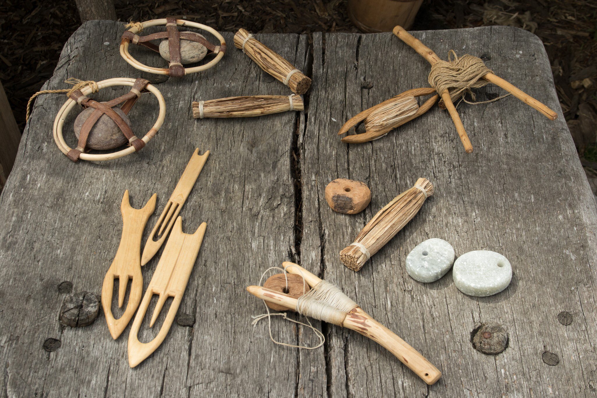 Viking history in Ribe, Denmark. Close-up of viking objects and tools.