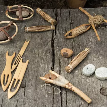 Viking history in Ribe, Denmark. Close-up of viking objects and tools.