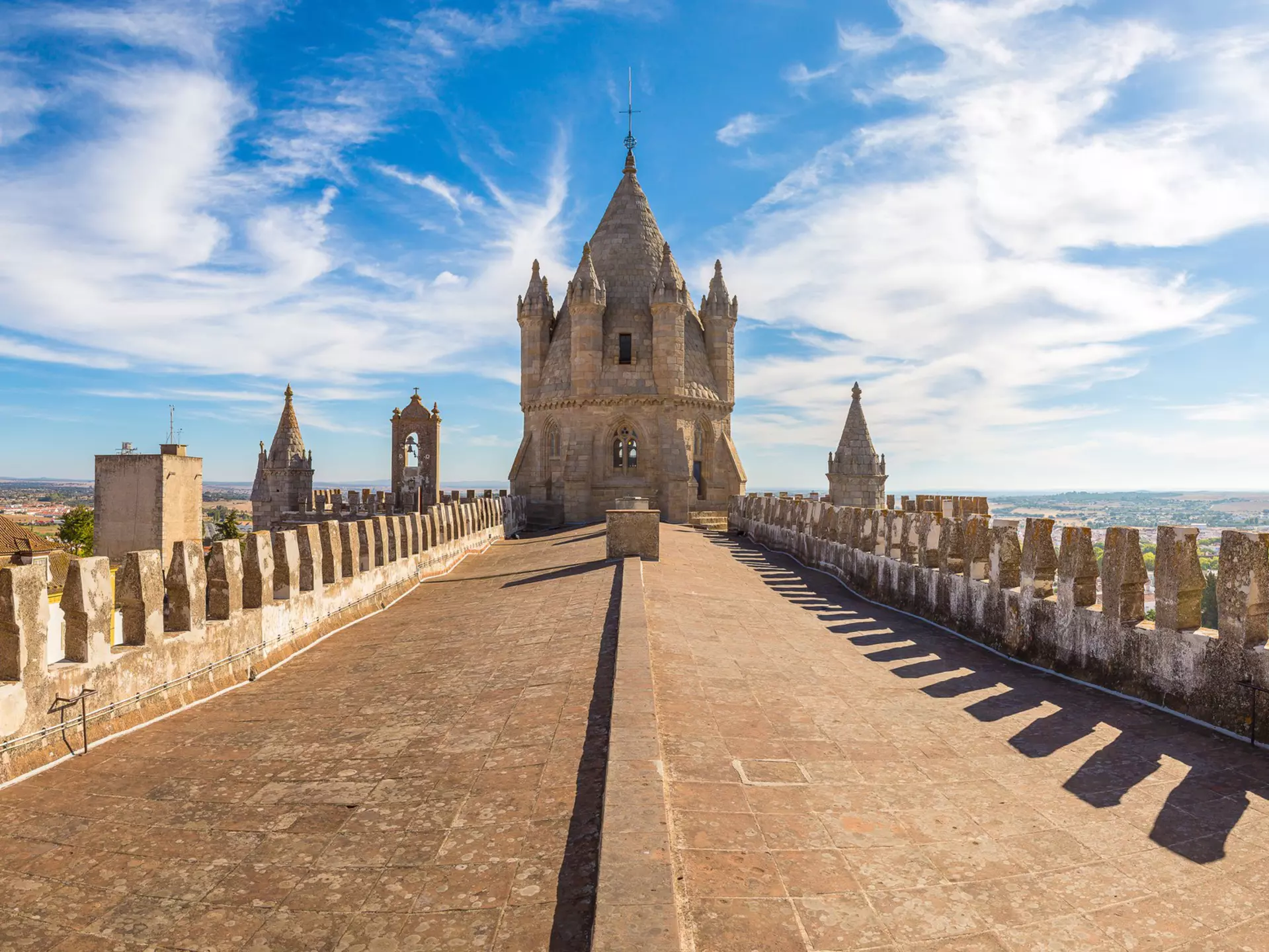 Évora's fortress-like medieval cathedral in Portugal's Alentejo region. Sergii Figurnyi/Shutterstock