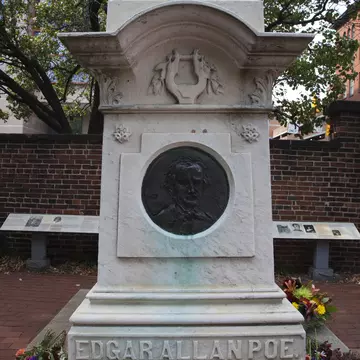 Shot of the grave of Edgar Allan Poe in Baltimore, Maryland, USA