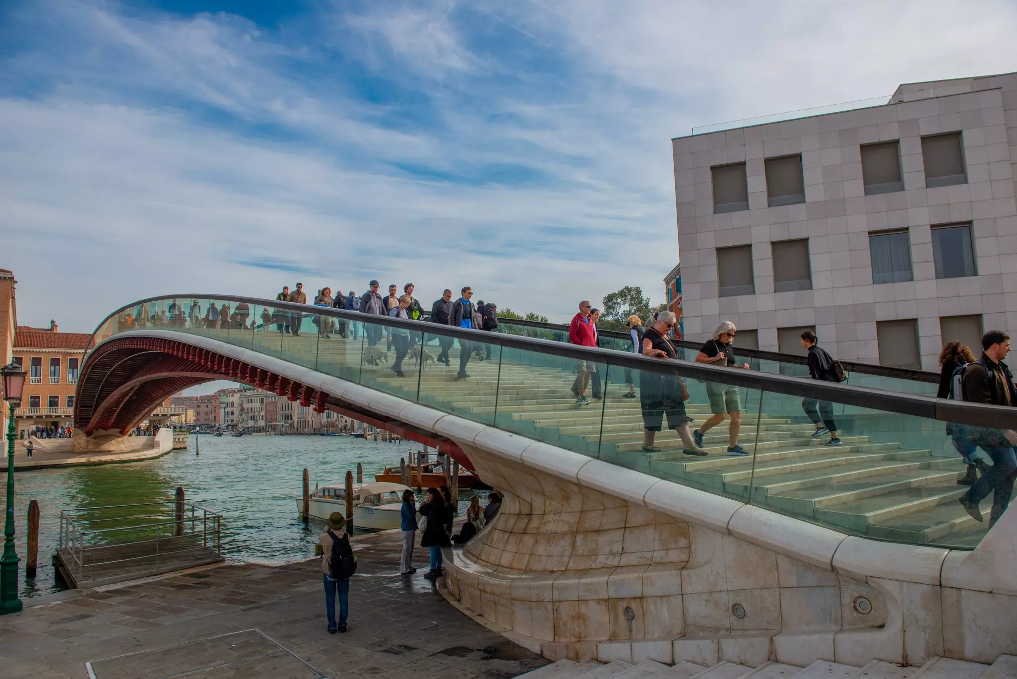 Venice Italy 9 October 2024: Pedestrian bridge crossing the Grand Canal of Venice between Piazzale Roma and the Venezia Santa Lucia train station., License Type: media, Download Time: 2024-11-16T14:25:08.000Z, User: nic.dhoedt_lonelyplanet, Editorial: true, purchase_order: 56530 - Guidebooks, job: Global Publishing Wip, client: Lonely Planet Italy 17, other: Nicolas D'Hoedt