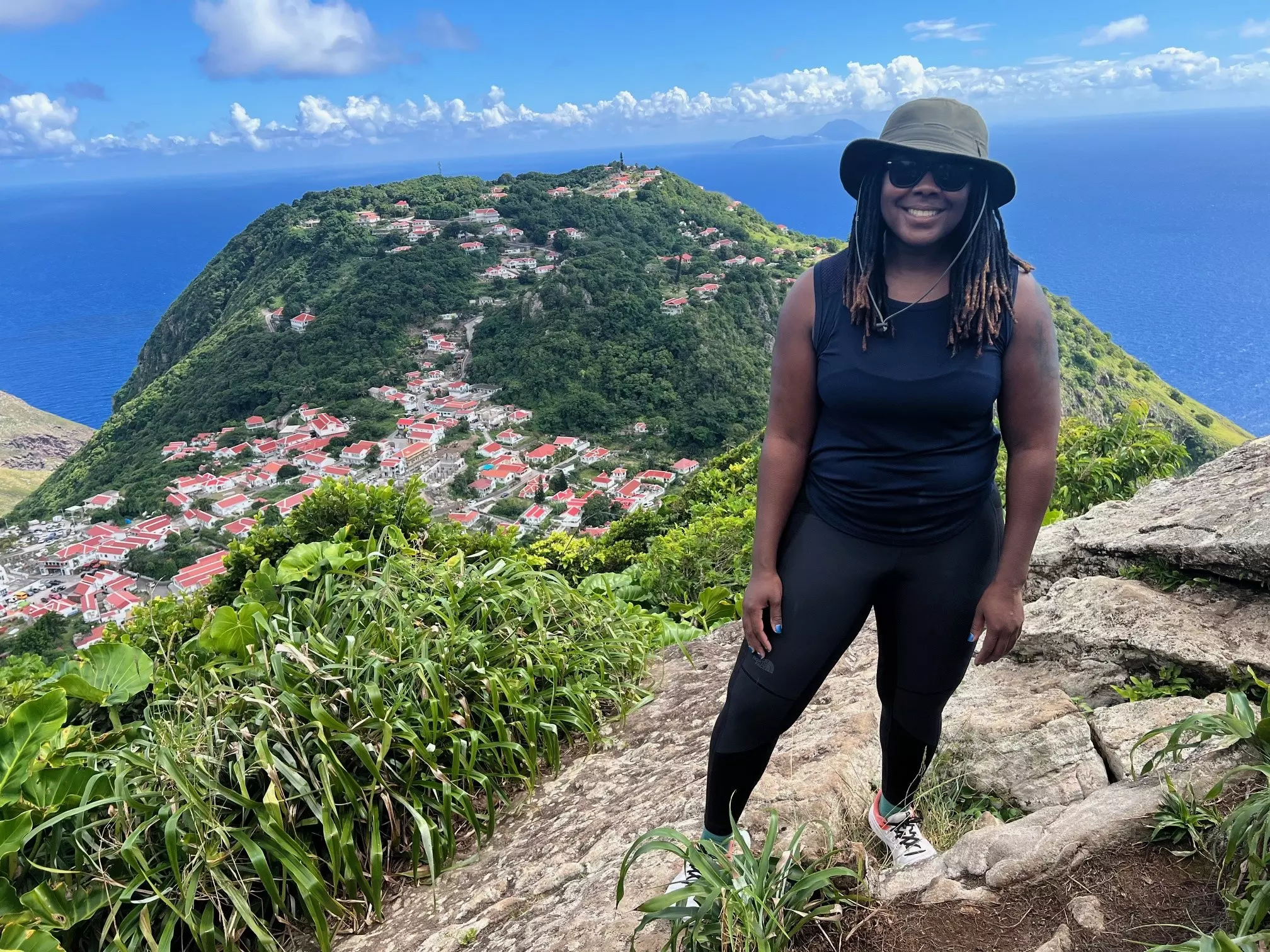 Enjoying the view of Windwardside from the top of Mas' Cahones Hill © courtesy of Kaitlyn Rosati