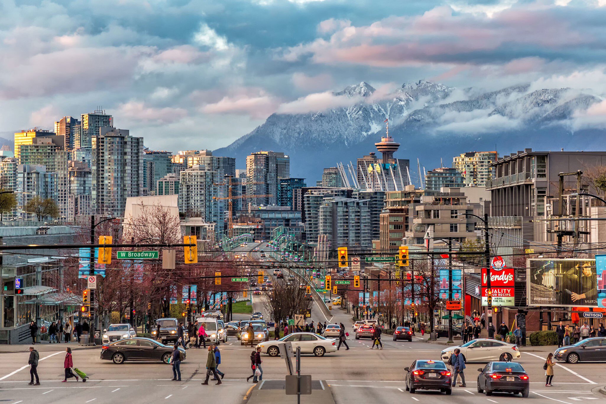 Downtown Vancouver during the day with snow-capped mountains across the strait.
1124659884
streetview, Built Structure, Building Exterior, Vancouver lookout, Downtown District, Vancouver - Canada, Landscape - Scenery, Mountain, City Life, Large Group Of People, Cityscape, Architecture, Street, Grouse Mountain, Vancouver, Granville Street Bridge, Sky, Travel, Water, Photography, Modern, Outdoors, Granville Island, British Columbia, No People, Canada, City, Cloud - Sky, Famous Place, Snow, People, Travel Destinations, Horizontal, Urban Skyline