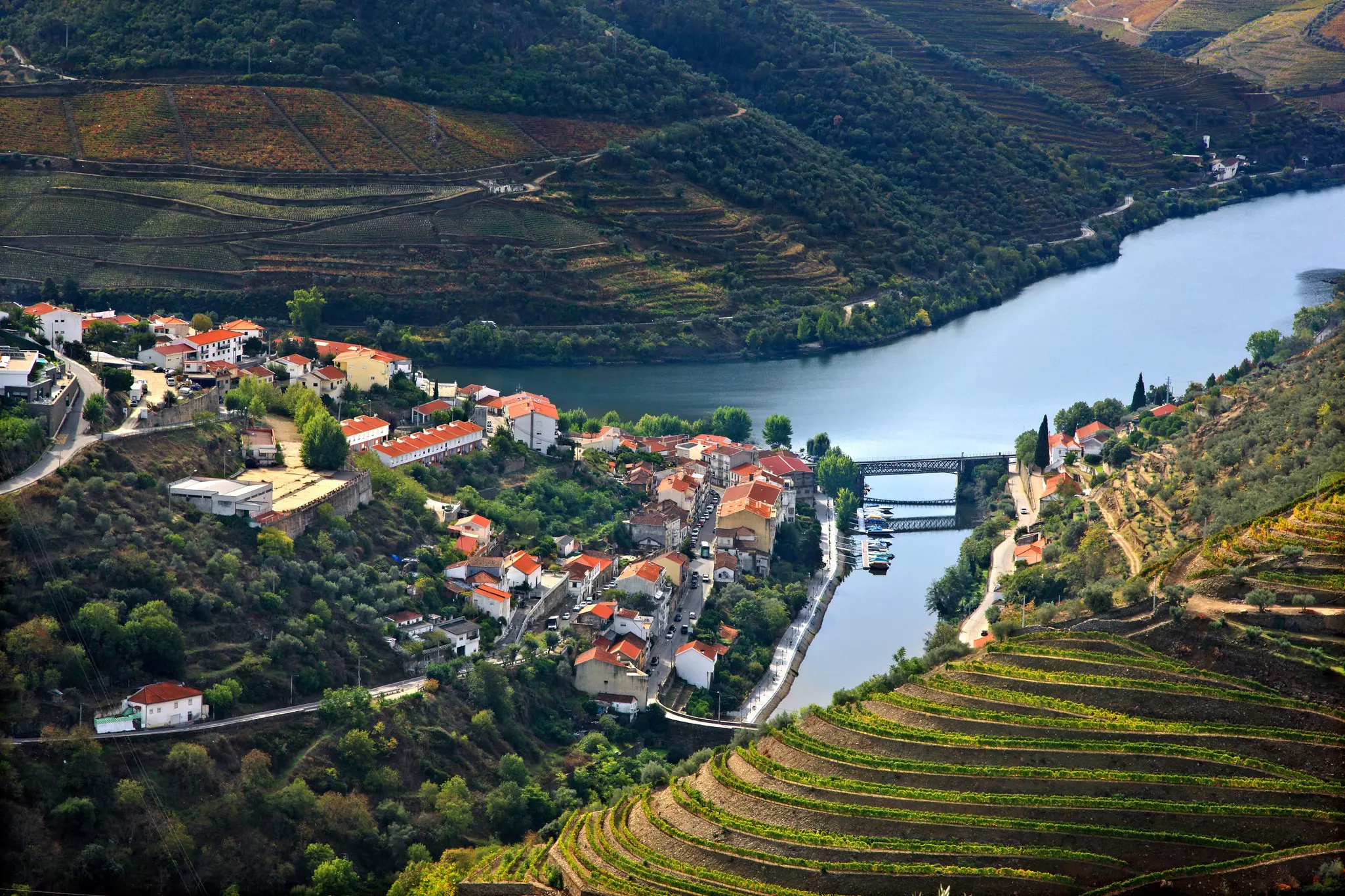 Pinhao town and Douro river, in the heart of Alto Douro Wine Region (UNESCO World Heritage, Site), Porto e Norte, Portugal , License Type: media, Download Time: 2025-11-11T14:30:21.000Z, User: LP_YKhanna, Editorial: false, purchase_order: 65050 - Digital Destinations and Articles, job: LP, client: App Content, other: Yuvraj Khanna