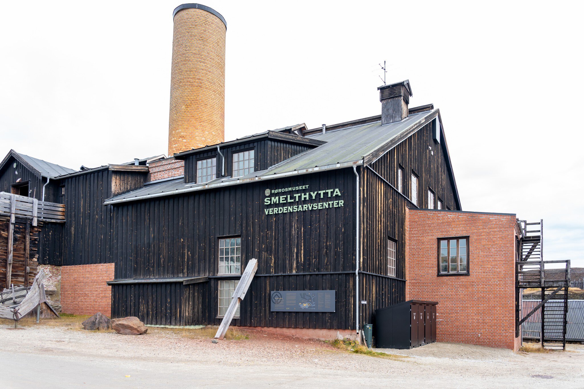 Roros, Norway - September 29, 2022: Exterior view of Smelthytta in Roros, Norway. Smelthytta is a World Heritage Centre and museum.