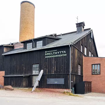Roros, Norway - September 29, 2022: Exterior view of Smelthytta in Roros, Norway. Smelthytta is a World Heritage Centre and museum.