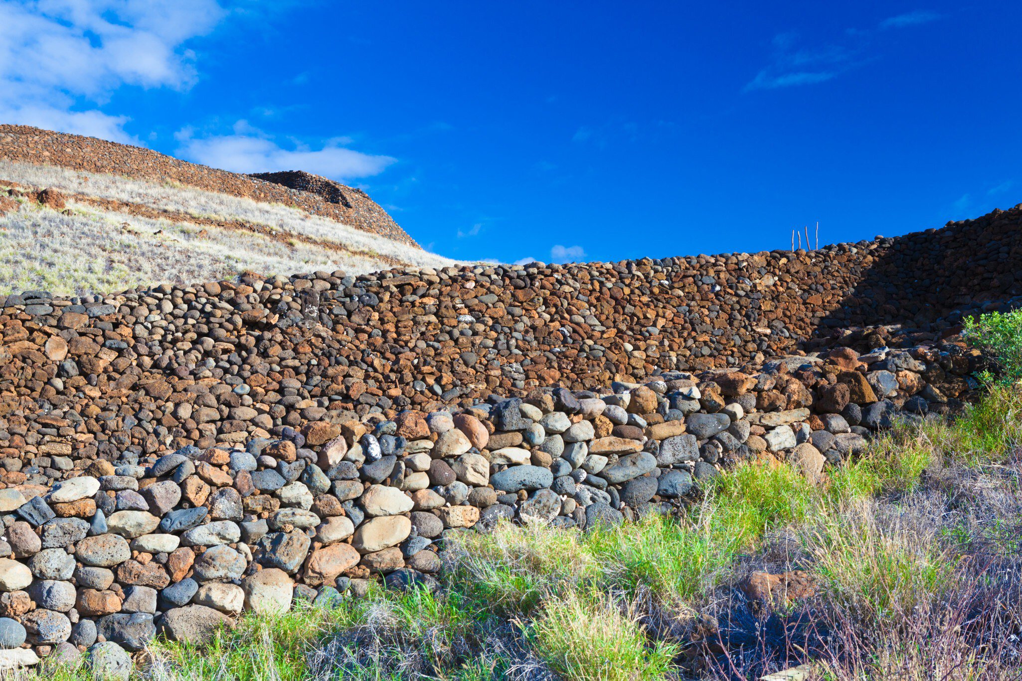 The ruins of the major Hawaiian temple at the Pu'ukohola Heiau National Historic Site, Big Island, Hawaii