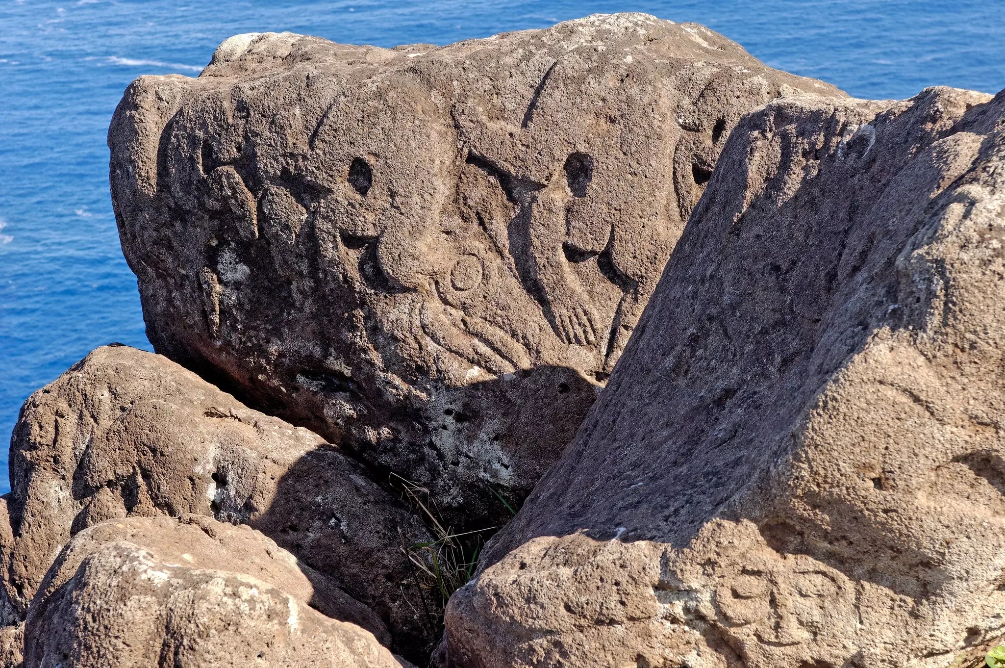 Petroglyphs created by followers of the Birdman cult at Orongo, Rapa Nui (Easter Island), Chile.