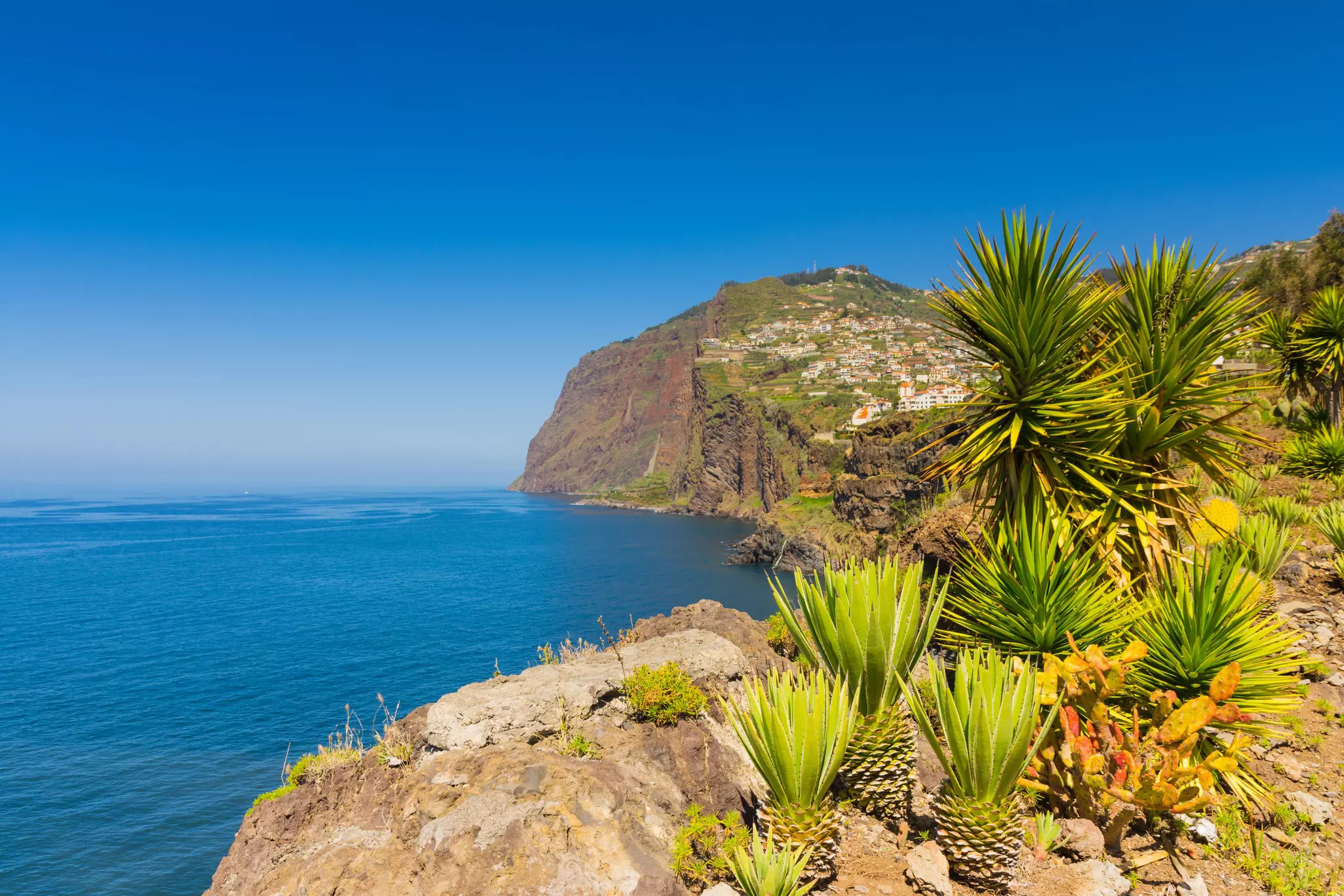 View of the ocean from Camara de Lobos near Funchal, Madeira, Portugal
