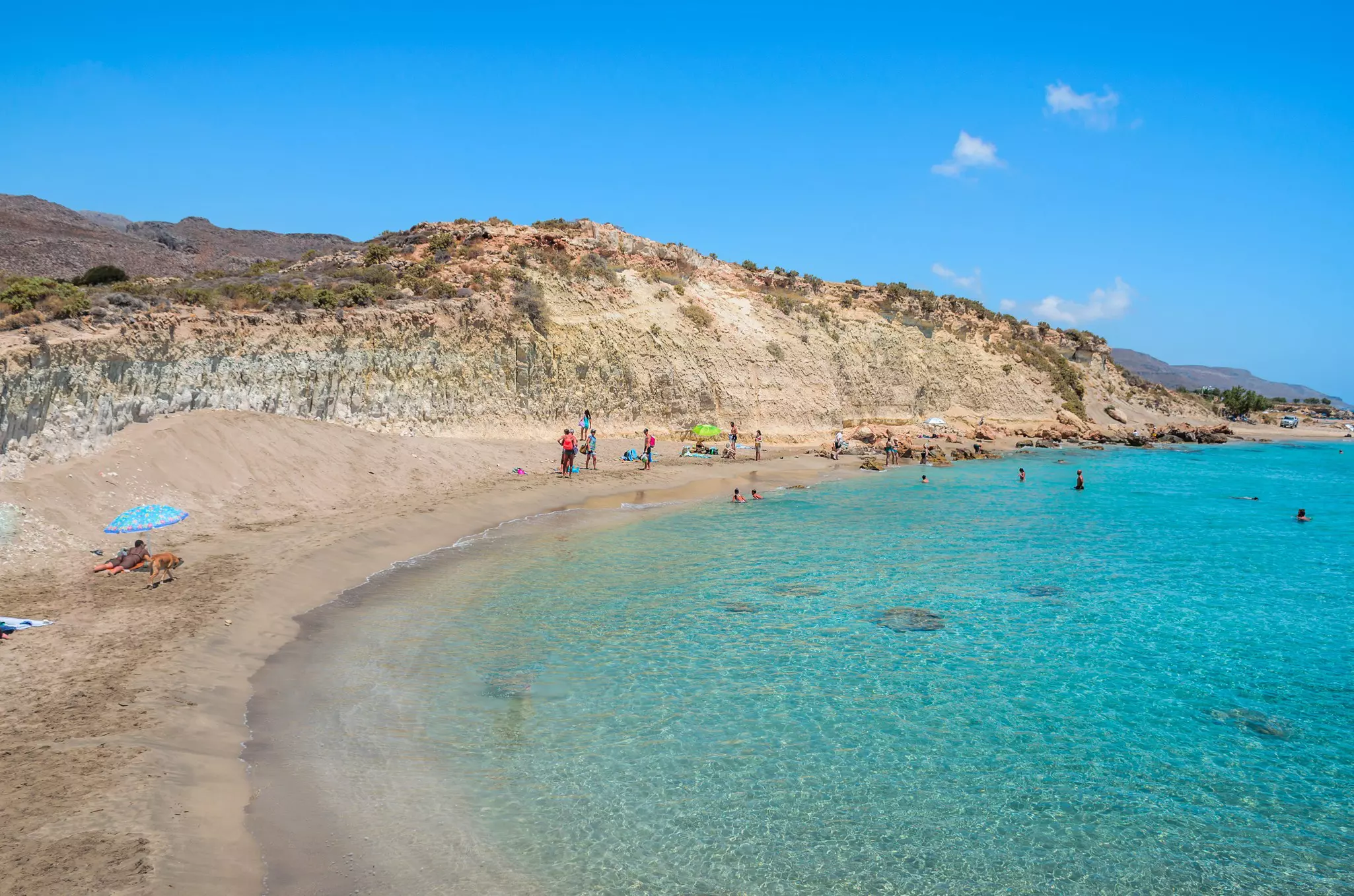 A white sand beach on Argilos, Greece.