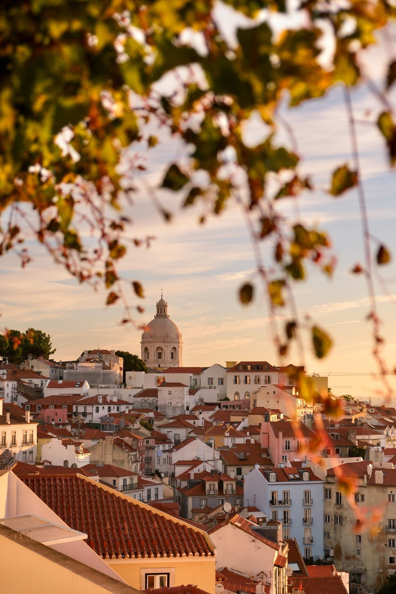 Lisbon with autumn colours during sunrise.