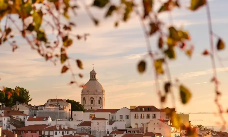 Lisbon with autumn colours during sunrise.