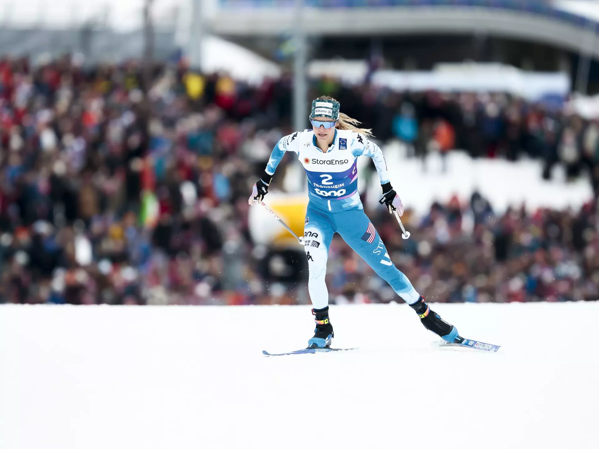 Diggins in action at the Nordic World Ski Championships. Modica/NordicFocus, via Jessie Diggins
