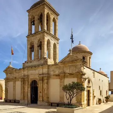The stone Monastery of Our Lady of Gonia in Crete, Greece.