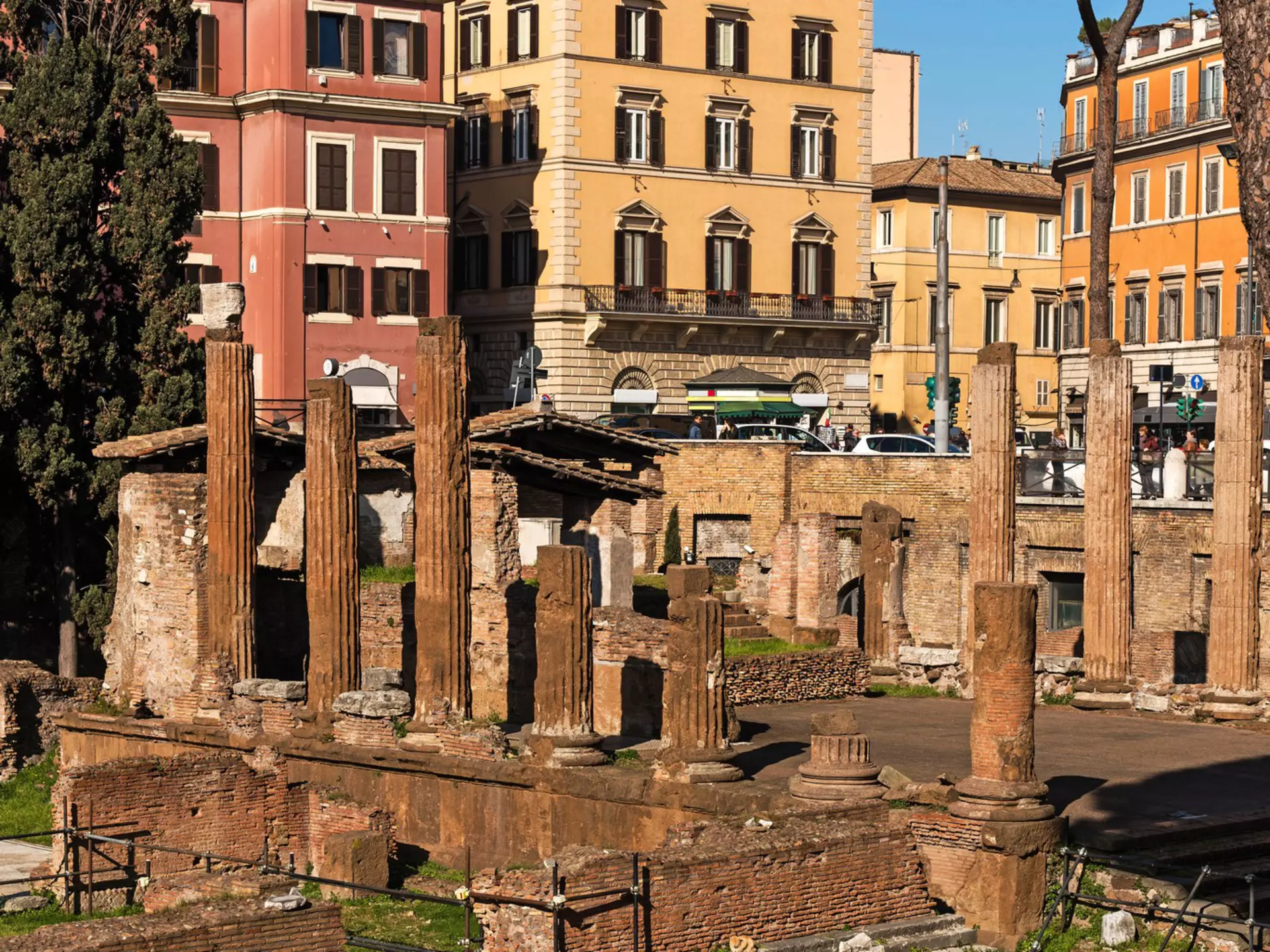 Ancient ruins on Largo di Torre Argentina in Rome, Italy.
