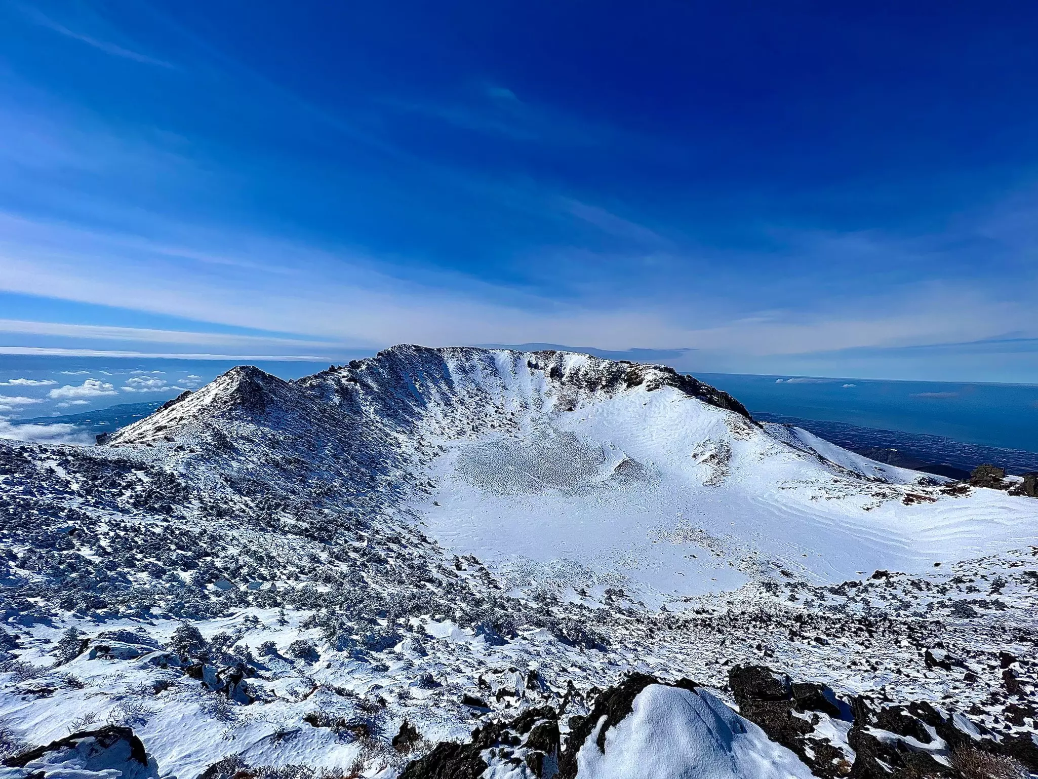 Halla Mountain covered with snow of Jeju island of South Korea