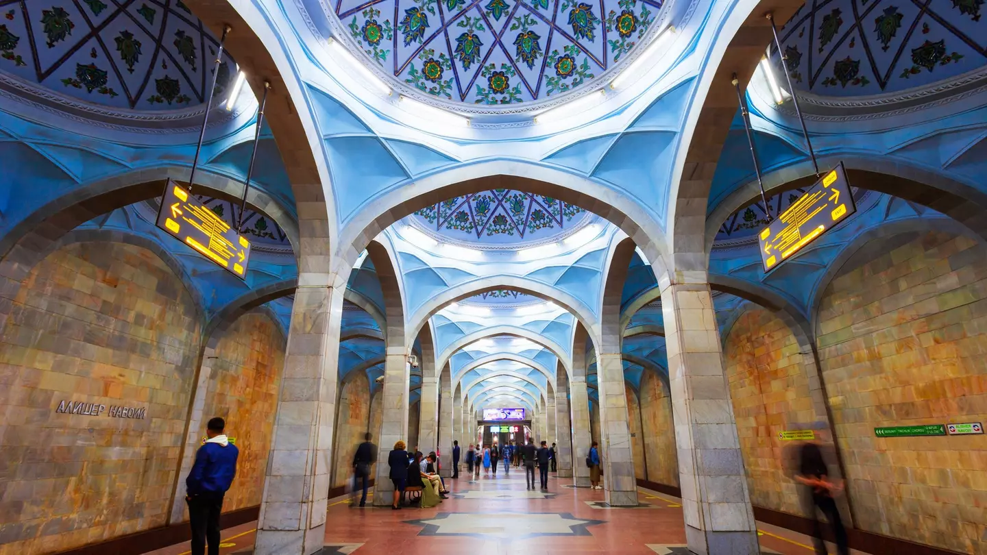 The decorative Alisher Navoiy station of the Tashkent Metro