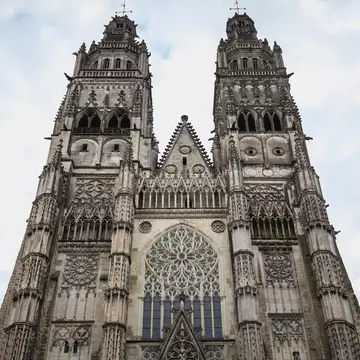 Architectural detail of the Roman Catholic cathedral Saint Gatien in Tours, Indre et Loire, France.