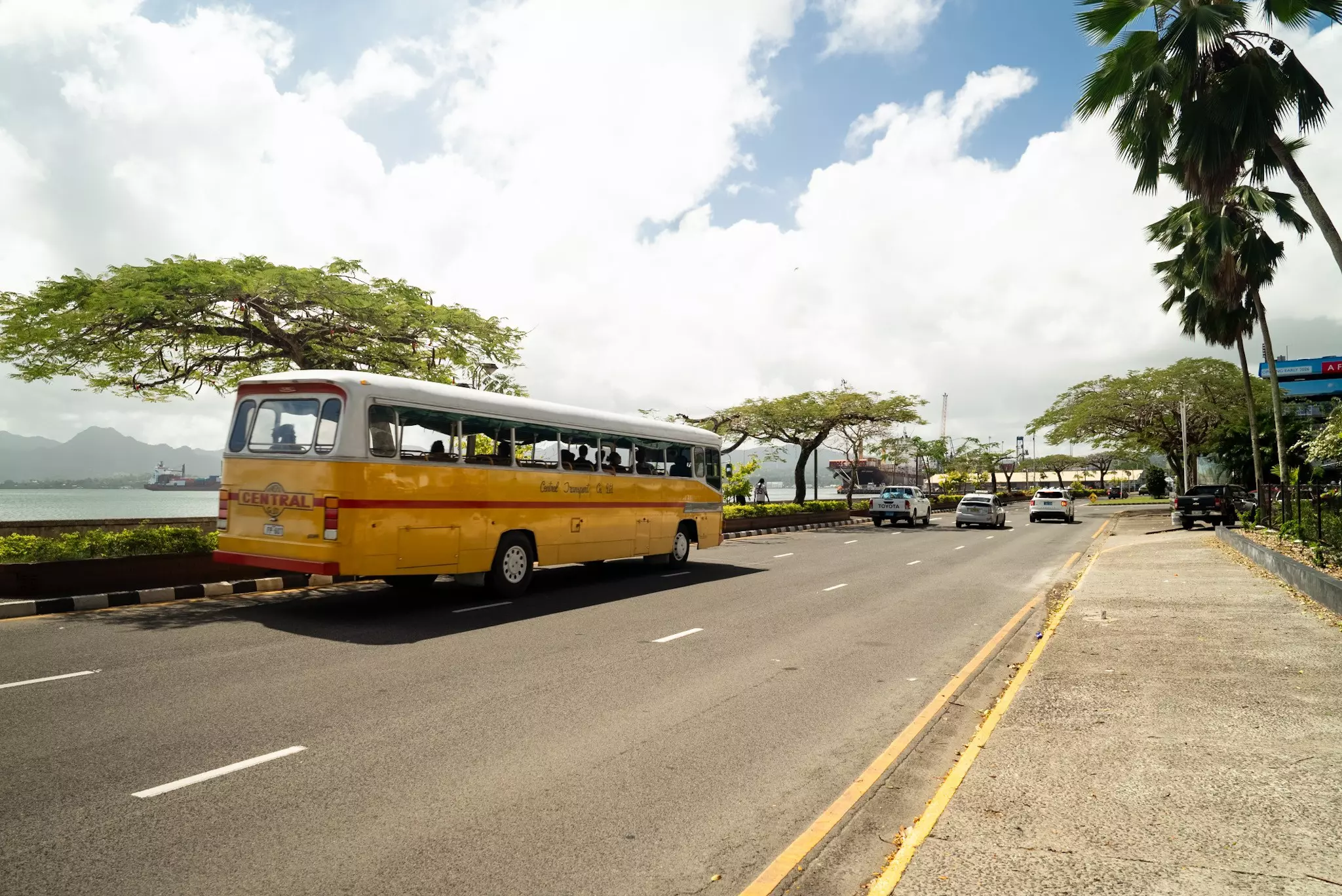 A bus on the road in Fiji