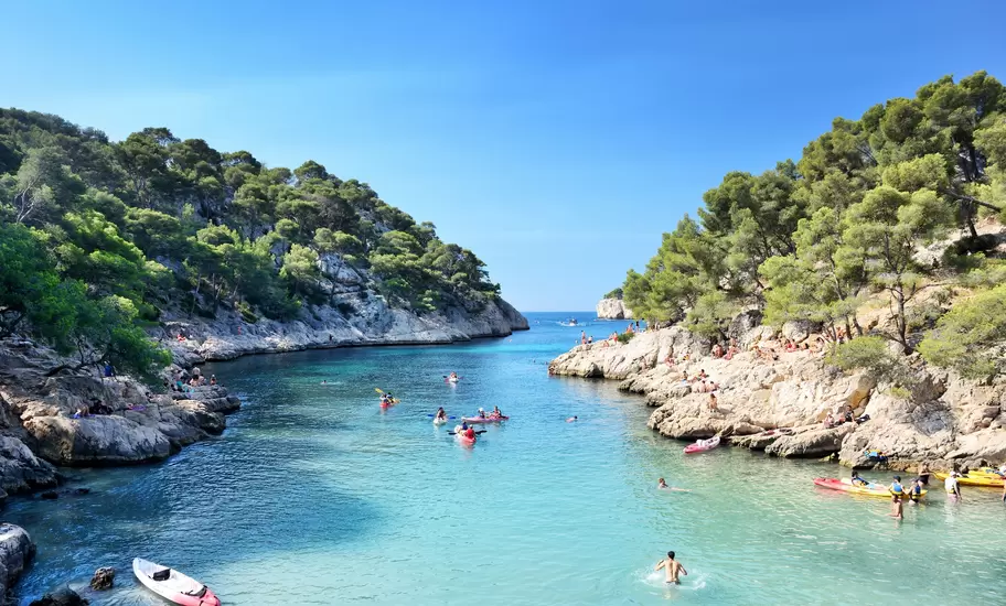 The limestone cliffs of the Calanques near Marseille, France