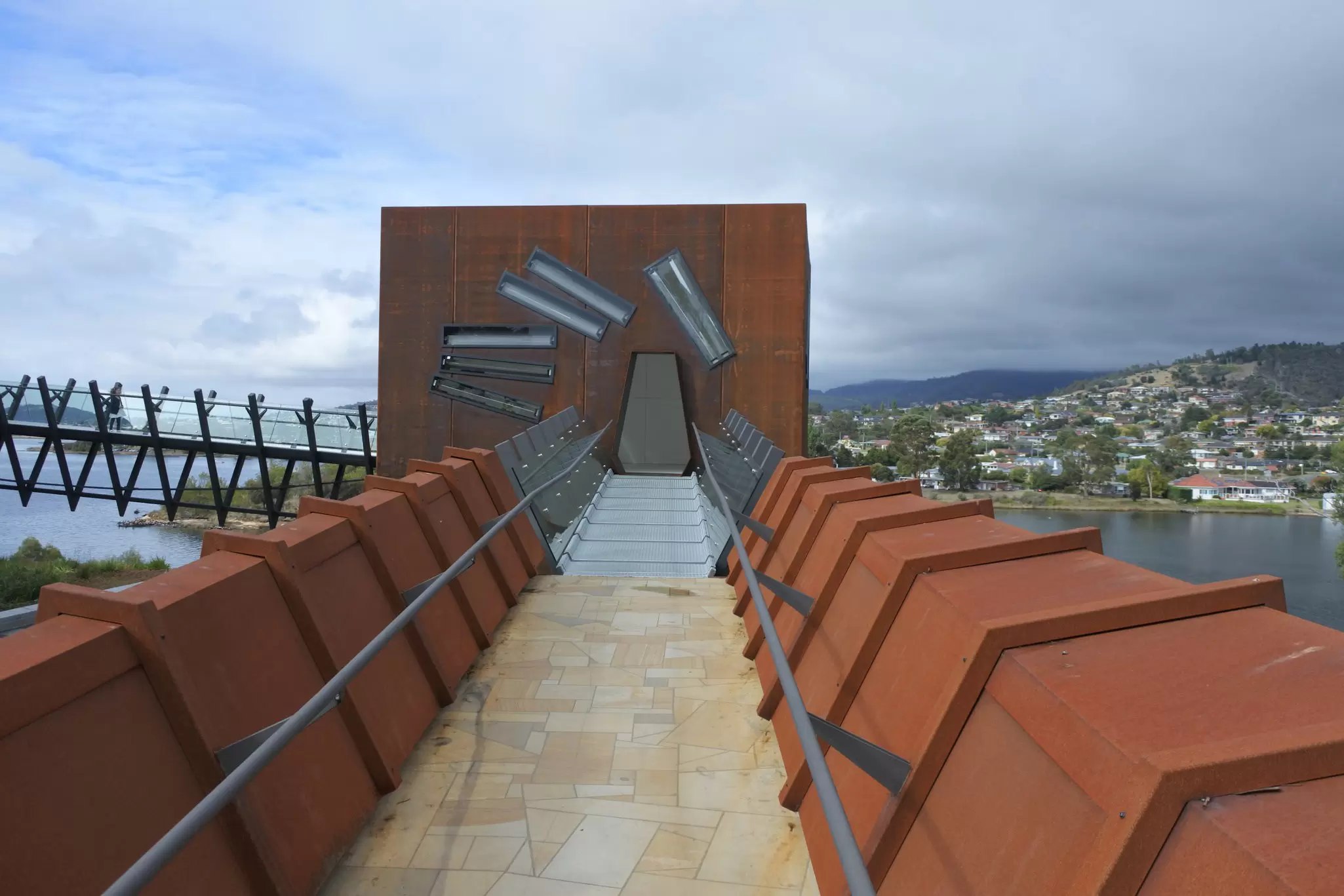 View from the top of the Museum of Old and New Art in Hobart, Tasmania, Australia.