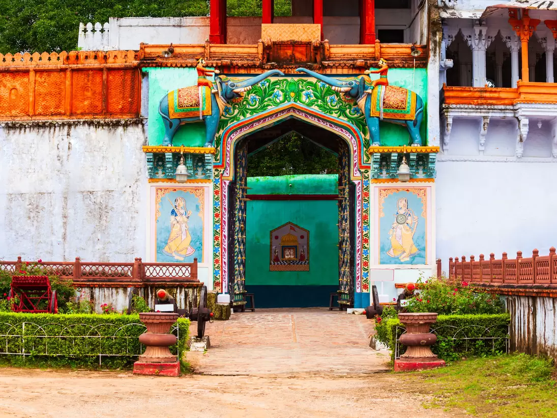 Gateway of Kotah Garh, a City Palace located in Kota city in Rajasthan state of India.