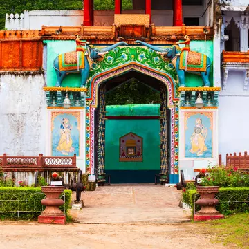 Gateway of Kotah Garh, a City Palace located in Kota city in Rajasthan state of India.
