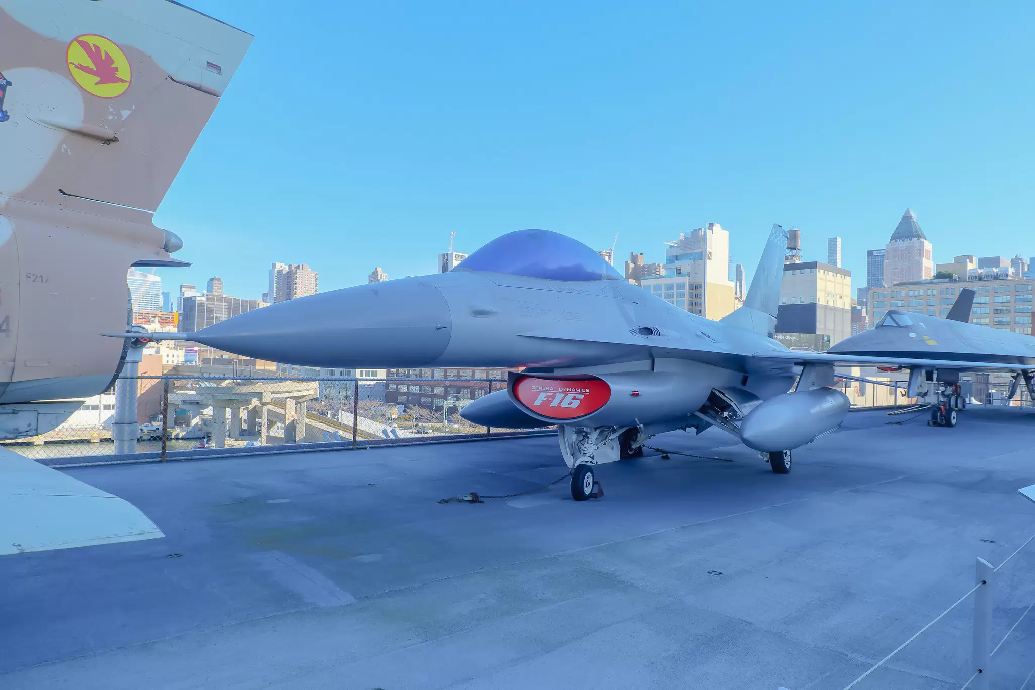 Vintage fighter on the flight deck of USS Intrepid