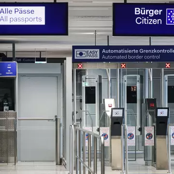 Automated gates at the immigration check at an airport