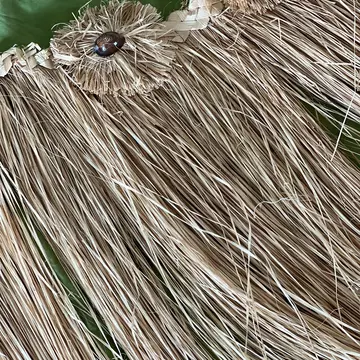 Sarah Stocking's skirt made from banana tree bark on Rapa Nui