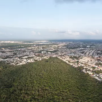 Aerial view of Parque Kabah in Cancún, Mexico.